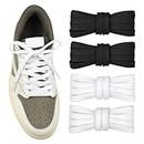 Puzeam 5/16" Wide Flat Shoe Laces for Sneakers 31"-72" Length (2 Pairs) Double Layer Shoelaces Premium Replacements for Athletic Shoes and Boots- Men,Women,Adult,Kids (Black and White 47")