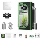 VIVOSUN Grow Tent Complete System, 2 x 2 ft. Grow Tent Kit Complete with VS1000 Led Grow Light, 4 Inch 190CFM Inline Fan, Carbon Filter and 8ft Ducting Combo, 24" x 24" x 48"