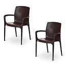 Supreme Texas Plastic Chairs for Home, Outdoor & Garden (Set of 2, Globus Brown)