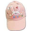 LITTLE CURIOUS Bunny Cartoon Printed Baby Summer Cap for Boy and Girl | Sun Clothes Caps for Toddlers | Cute Hats for Kids and Babies | Cotton Toddler Hat for Boys and Girls (1-4 Years) -Pink Cap