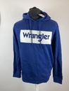 Wrangler - Frame Box Spellout Logo Blue Pullover Hooded Sweatshirt Hoodie - M/L