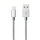 iPhone Charger Cable Lightning Cable [Apple MFi Certified] (Grey) Charging USB Syncing Data Nylon Braided Cord Compatible with iPhone 14/13/12/11 Pro Max/XS MAX/XR/XS/X/8/7/Plus/6S/6/SE/5S (1M)