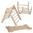 BommJokker Climbing Triangle for Kids Montessori Climber Ladder Slide Toddlers Rock with ramp and arch Pikler triangle 3-in-1