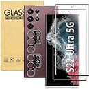 [2+2 Pack] for Samsung Galaxy S22 Ultra 5G Screen Protector Tempered Glass Camera Lens Protector,Touch Sensitive,Fingerprint Support,9H Hardenss