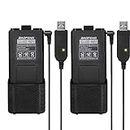 Baofeng 2 Pack UV-5R BF-F8HP Extended Battery BL-5L 3800 mAh with USB Charging Cable for UV-5R, BF-F8HP, UV-5X3 Radios