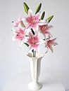 YiRonCins 2 Stück künstliche Lilienblumen, langer Stiel, 71.1 cm, künstliche rosa Stargazer Lilie mit insgesamt 6 Köpfen, volle Blütenlilie, 4 Lilienknospen, Blumenarrangement, Dekoration