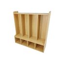 FixtureDisplays 4-Section School Coat Locker w/ Bench & Cubbies, Backpack & Cubby Storage Organizer w/ in Brown | 42.5 H x 41 W x 13 D in | Wayfair