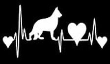 UR Impressions German Shepherd Heartbeat Decal Vinyl Sticker Graphics for Cars Trucks SUV Vans Walls Windows Laptop|White|7.5 X 4 inch|URI251