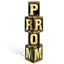 Jetec Prom Sign Prom Decorations 2024 Prom Photo Props Prom Column Boxes Cardstock Prom Night Decor Background with Letters Card Stock for Students Graduation Party, 12 x 45 in(Gold/Black)