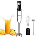 Immersion Hand Blender Electric, OBERLY 500W Heavy Duty 3-in-1 Handheld Stick Mixer, Smart Stepless, Stainless Steel Blade with Milk Frother, Egg Whisk for Coffee Foam, Smoothies and Puree