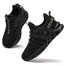 Kricely Boys Kids Trainers Boys Tennis Shoes Girls Running Walking Shoes School Gym Sports Trainers Breathable Lightweight Sneakers（Black 2 UK）