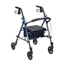 Dunimed Lightweight Foldable Rollator Easily Foldable Zimmer Frame Height Adjustable Including Basket Walker for Seniors Walking aid Blue - One Size
