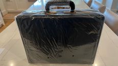 Leather Briefcase Attache, BLACK, High Quality Leather, 24K Gold