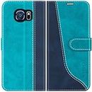 Mulbess Phone Case for Samsung Galaxy S6 - PU Leather Wallet Case - Magnetic Protective Flip Cover with Credit Card Slot - Mint Blue