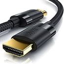 CSL - Cable HDMI de 8 K / 4 K, 2.1/2.0-2 m, 8 K a 60 Hz, 120 Hz, 4 K a 240 Hz, 48 Gbit/s, 3D, Ultra High Speed con Ethernet, TV Blu-ray PS5, Xbox Series X, conmutador, color negro, 2 metros