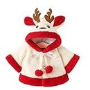 Proumhang Infant Baby Girl Faux Fur Jacket Cape Cloak,Coat with Cartoon Moose Ear Hoodie Poncho,0-5 Years 73 White