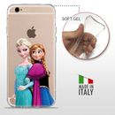 iPhone 6 6S TPU CASE COVER PROTETTIVA GEL TRASPARENTE Disney Frozen Elsa Anna