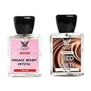AL HANNAN PERFUMERS Fresh Fragrances & Luxury Verasce Bright Crystal & Gucci Guilty Perfume Series For Men & Women Gift Set For Couple Combo Pack of 2