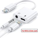 2 in 1 Dual Adapter 3.5mm Headphone & Charger For iPhone 8 PLUS X XS XR 11 12 