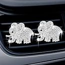 Dacitiery 2PCS Car Air Vent Clip Charms, Crystal Elephant Car Diffuser Vent Clip, Bling Car Accessories Rhinestone Oil Diffuser Vent Clip, Car Fresheners for Women,bless Safe Good Luck