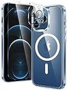 FNTCASE for iPhone 12 Pro Case: Magnetic Military Grade Drop Protection Clear Cell Phone Case - Rugged Durable Shockproof Anti Yellowing Slim Cases for iPhone 12 Pro (Clear)