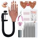 Saviland Practice Hand for Acrylic Nails, Flexible Moveable Fake Hands, Manicure Trainng Hand Nail Kit for Beginners, Movable Nail Maniquin Hand with 200PCS Nail Tips, Nail Glues, Brush and Clipper