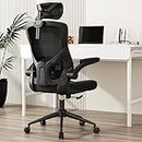 𝑯𝑶𝑴𝑬 𝑶𝑭𝑭𝑰𝑪𝑬 𝑪𝑯𝑨𝑰𝑹, Ergonomic Mesh Desk Chair, High Back Computer Chair- Adjustable Headrest with Flip-Up Arms, Lumbar Support, Swivel Executive Task Chair (Modern, Black)