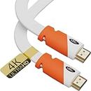 Flat Cable HDMI - 2.0 - High Speed HDMI Flat Wire, by Ultra Clarity - CL3 Rated - Audio Return Channel (ARC) 4K Ultra HD 2160p / Bandwidth up to 18Gbps / 3D HD 2 X 1080p Ready (25 feet 1-Pack)