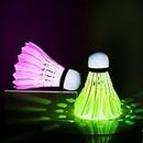 Touch Fish 6pcs LED Badminton Light up Night Glow in The Dark Badminton for Outdoor & Indoor Sports Activities