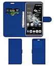 ACM Leather Window Flip Wallet Front & Back Case Compatible with Zte Axon 7 Mobile Cover Blue