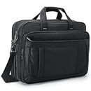 Toketa 15.6in Laptop Bag for Men, Expandable Shoulder Business Laptop bag, Large Capacity Waterproof Laptop Bag, Knitted Fiber Briefcase with Luggage Strap for Business Messenger Travel, Work, Blcak