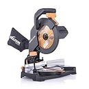 Evolution Power Tools R210CMS Compound Miter Saw Multi-Material Cutting TCT Blade Included Cuts Wood Metal Plastic & More, 45° - 45° Degree Miter & 45˚ Degree Bevel Angles, 1200W, 210mm