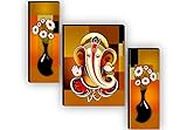 SAF paintings Set of 3 Ganesha modern art UV Textured Paintings for living room with frame Painting 18 Inch X 12 Inch SAF-JMS7515