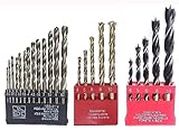 Inditrust New Combo of 13pc HSS drill bit set 5pc masonry and 5pc wood for drilling in wood masonry soft metal wall plastic and other materials