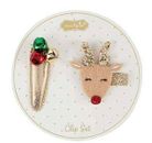 NEW ~Mud Pie Kids Girls Christmas Hair Clips, Reindeer and Jingle Bell, Set of 2