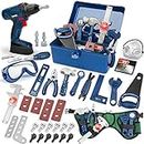 Vanplay 52 PCS Kids Tool Set Pretend Play Construction Toys Kit with Tool Box, Kids Tool Belt, Electronic Toy Drill, for Toddlers Boys Girls Ages 3 4 5 6 7 Years Old