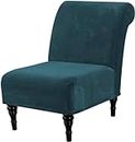 Velvet Accent Chair Covers High Stretch Armless Chair Covers for Living Room Luxury Thick Velvet Chair Slipcovers Modern Furniture Protector with Elastic Bottom, Machine Washable ( Color : Dark Teal )