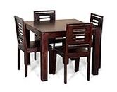 Wood Prints Sheesham Wood Square Dining Table with 4 Chair for Living Room, Wooden 4 Seater Dining Table Sets for Home, Kitchen, Modern Dining Room Furniture (Mahogany Finish)