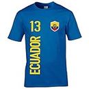 FanShirts4u Herren Fan-Shirt Jersey Trikot - Ecuador - T-Shirt inkl. Druck Wunschname & Nummer WM (XL, Ecuador/blau)