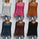 Tunique Tops Tees T-Shirt Pull Chemisier Col V Manches Longues Jumper Pit ✿