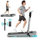 Smart Under Desk Walking Pad, Treadmill for Home/Office, Manual Incline, 8.0 MPH Treadmill with 3HP Motor, Panel & Remote LED Display, Compact 4-in-1 Running/Walking Machine, Portable 300LB Capacity