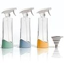 Tirtyl 16oz Spray Bottle Dispensers with Silicone Sleeve - Includes Funnel - Extra Durable Spray Trigger - Refillable for Home & Garden - 3 Pack (Signature Wave)