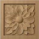 Ekena Millwork ROS05X05DGAL Large Dogwood Flower Square Rosette, 5 1/8"W x 5 1/8"H x 1"P, Alder