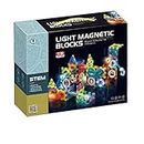 BLiSS HUES® Light Magnetic Tiles- Building Blocks for Kids 3D STEAM Educational Toys, Magnetic Marble Run/Toys for Kids Age 3 +Year Old Boys Girls Creative Gift (75 pcs, Multicolor)