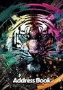 Abstract Tiger Address Book: Up to 312 Entries with Alphabetical A-Z tabs, Name, Home/Work/Mobile Phone Numbers, E-mail, Birthday, Anniversary & Notes ... Gift For Animal Lovers | 8 x 10 Inches | v2