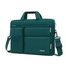 MOSISO Laptop Shoulder Messenger Bag Compatible with MacBook Air 15 inch M2 A2941 2023/Pro 16 2023-2019, 15-15.6 inch Notebook with 2 Raised&1 Flapover&1 Horizontal Pocket&Handle&Belt, Teal Green