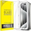 JETech Screen Protector for iPhone 15 Pro 6.1-Inch, Tempered Glass Film with Easy Installation Tool, Case-Friendly, HD Clear, 3-Pack