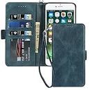 ELTEKER iPhone 6 Plus/6S Plus Wallet Case,[RFID Blocking] Premium Leather Credit Card Holder Magnetic Flip Kickstand Wallet Case for iPhone 6 Plus/6S Plus -Blue