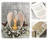 Memorial Angel Candleholder Statue with LED Tealight, Sympathy Gifts with Condolences Card or Celebration of Life Decorations