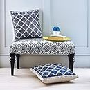 Bombay Duck Safi Embroidered Upholstered Bench Navy on Linen